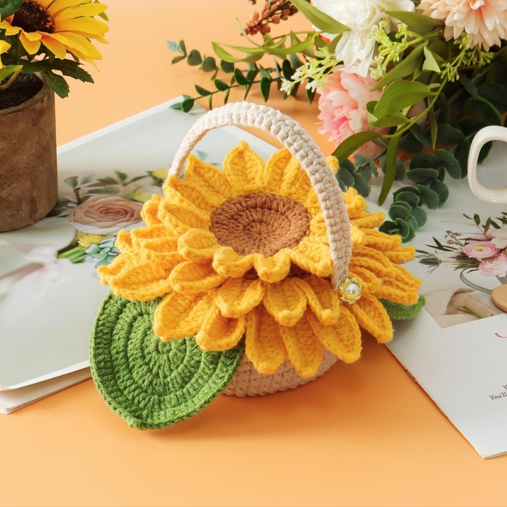 Beginner Crochet Kit Sunflower Coasters DIY Craft Kit Makes 5